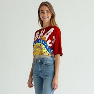 🌟GUESS x J BALVIN Vibras Cotton Graphic Cropped T-Shirt S  *flaw